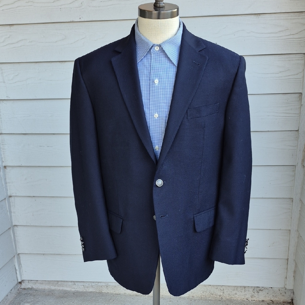 JOESEPH ABBOUD Dark Navy Blue Weave Super 110s Wool Sz 44 S Mens Sport Coat
